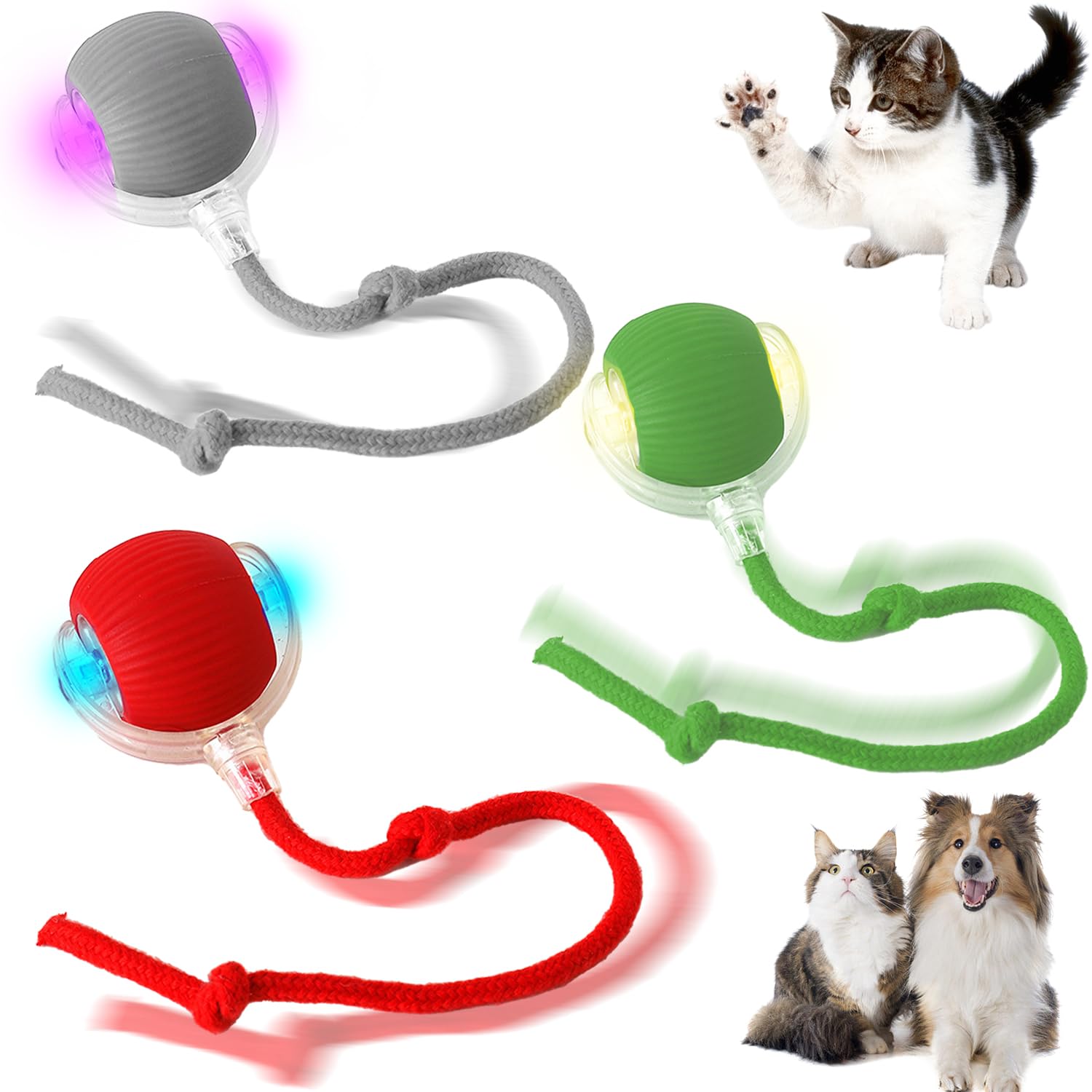 Pelota interactiva para gatos, Pelota interactiva para perros, Juguete Eléctrico Automático para Gatos, Juguete eléctrico para gatos, Cat Ball Toy, Pelota Rodante Automática para Gatos Y Perros
