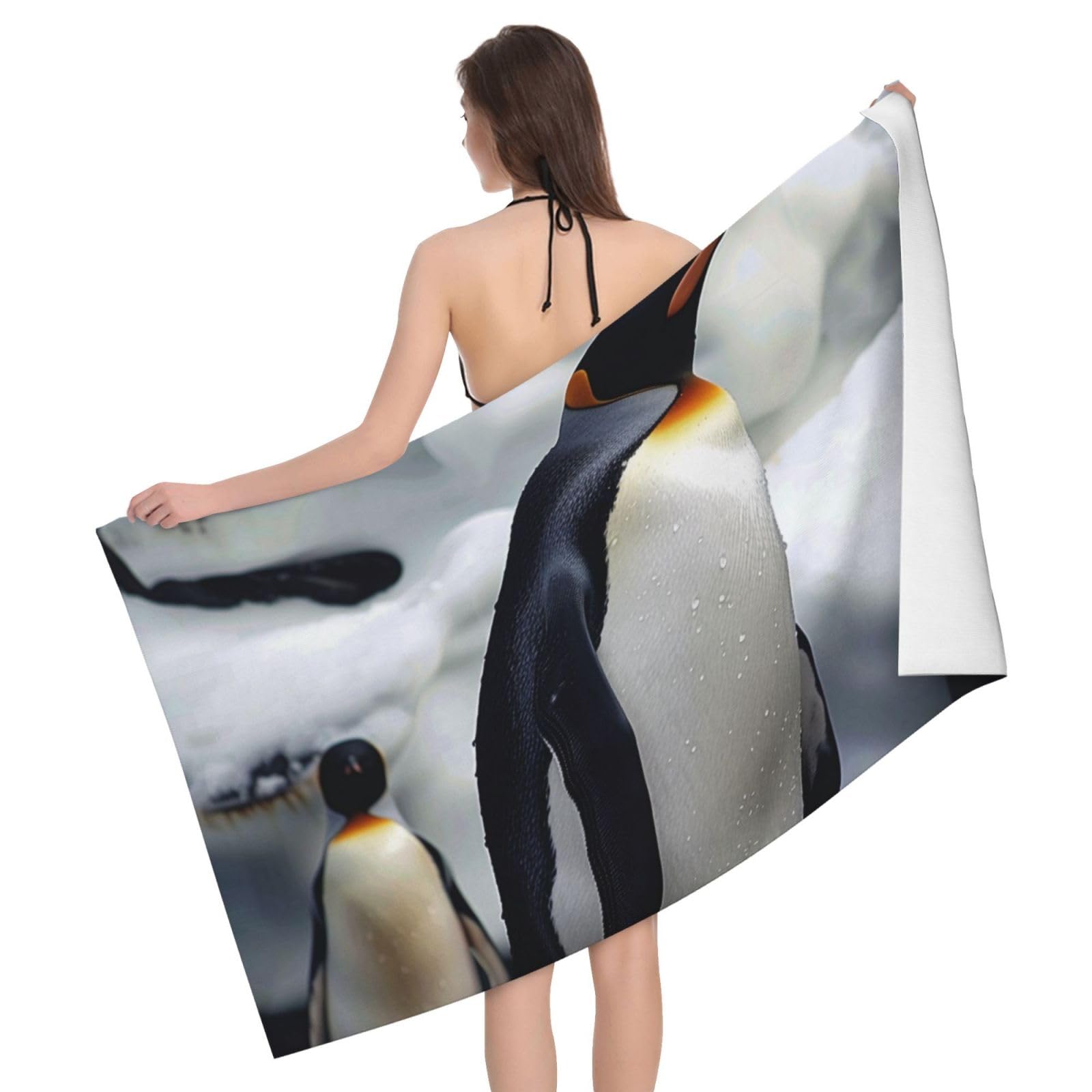 DCEHGEW Penguin Printed Microfiber Bath Towels 52x32 Inch, Highly Absorbant Beach Towel Bath Sheets for Bathroom Travel Hotel Spa