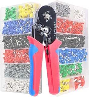 圧着ペンチツールセット フェルール圧着工具 0.25-10mm²調整可能 1200 PCS フェルール端子付き ェルール用圧着ペンチ HSC8 6-4F ワイヤーエンドスリーブ 用 棒端子 端子セット品