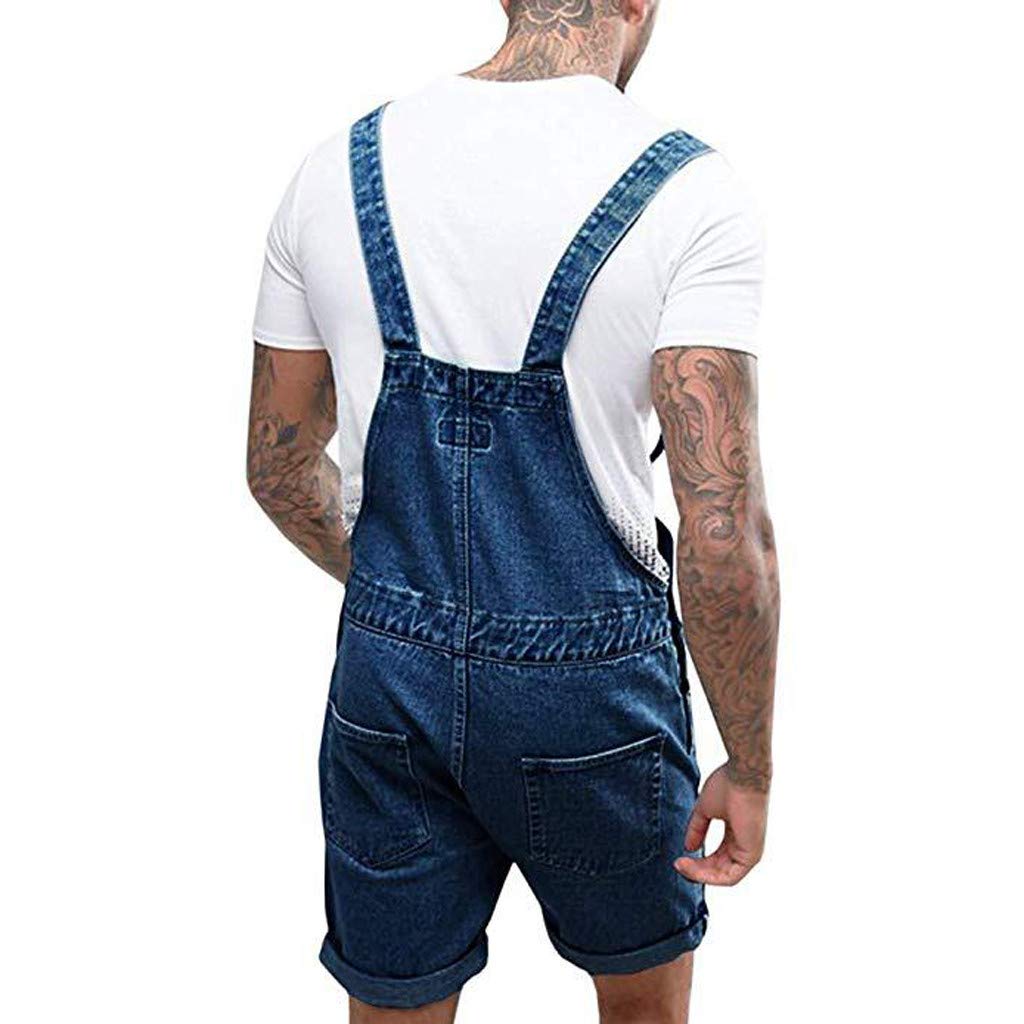Peto de algodón para Hombre, Pantalones Vaqueros Cortos, Pantalones de Trabajo, Corte Holgado, Mono Vaquero con Bolsillos