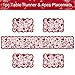 Valentine's Day Table Runner and Placemats- Red, Set of 5 | 1PC Lace Heart Table Runner (13 x 72 Inch) and 4 PCS Lace Table Placemats for Valentines Table Decorations Dinner Party Supplies