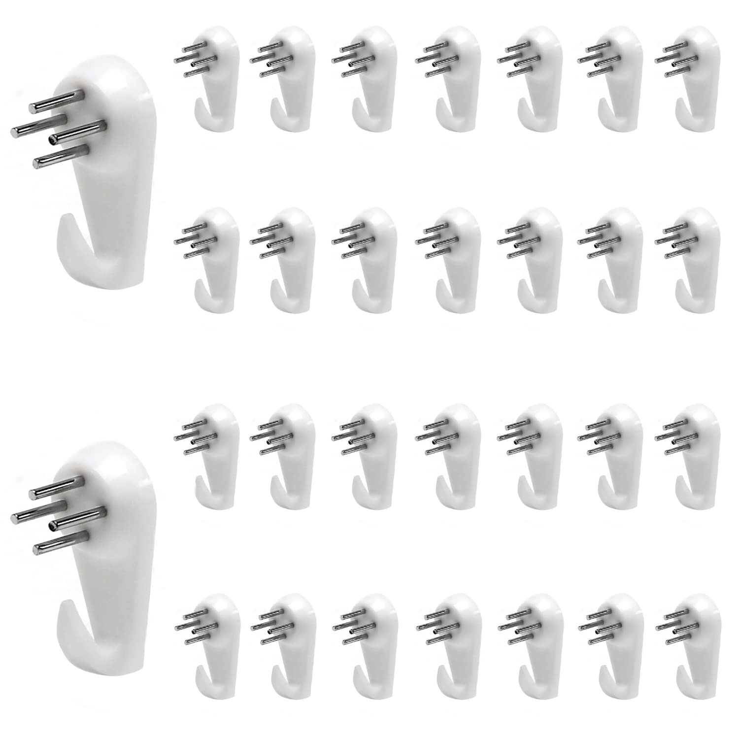 MroMax Hardwall Hanger for Hardware, Fasteners & Hooks Wall Mount Non-Mark Hook Picture Photo Frame Hangers, 30x15mm 30Pcs