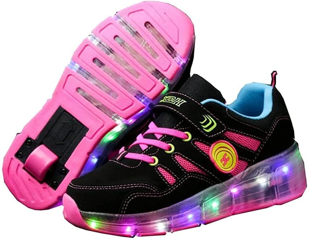 Schoenen met wieltjes, rolschaatsen, skateboardschoenen, kinderschoenen, skateschoenen, sportschoenen, loopschoenen, sneakers met wieltjes, voor meisjes en dames, wit-rood, 42 EU