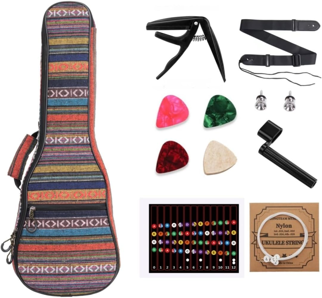 MUINS Ukulele Bag,21 23 26 Durable Colorful Ukelele Case with Thicker Pad with Double Adjustable Straps, Storage and Handle (Orange, Tenor 26 Inch)
