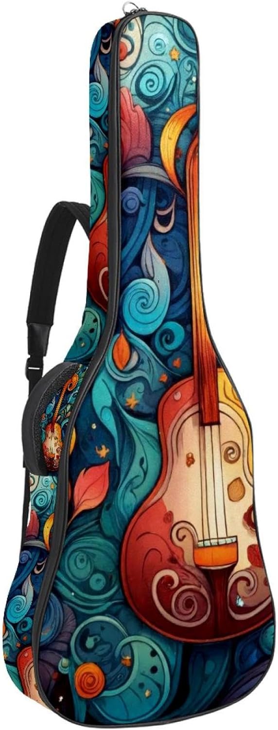Acoustic Guitar Bag, 40 41 42 Inch Guitar Case Cover Soft Guitar Gig Bag for Acoustic Electric Bass Classical Guitar, Abstract Music Notes