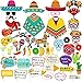 Supla 52 Pack Fiesta Party Decorations Photo Booth Props Selfie Props Sugar Skull Llama Poncho Sombrero Margarita Chili Lemon Cactus Maraca for Mexican Bachelorette Taco Cinco De Mayo Party Supplies