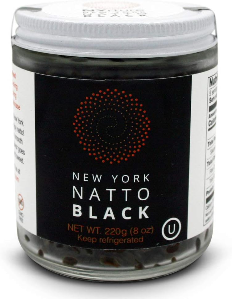 New York Natto Black - Japanese Probiotic Superfood made fresh in NYC - Non-GMO - 4 jars, 8 ounces (220 grams) per jar