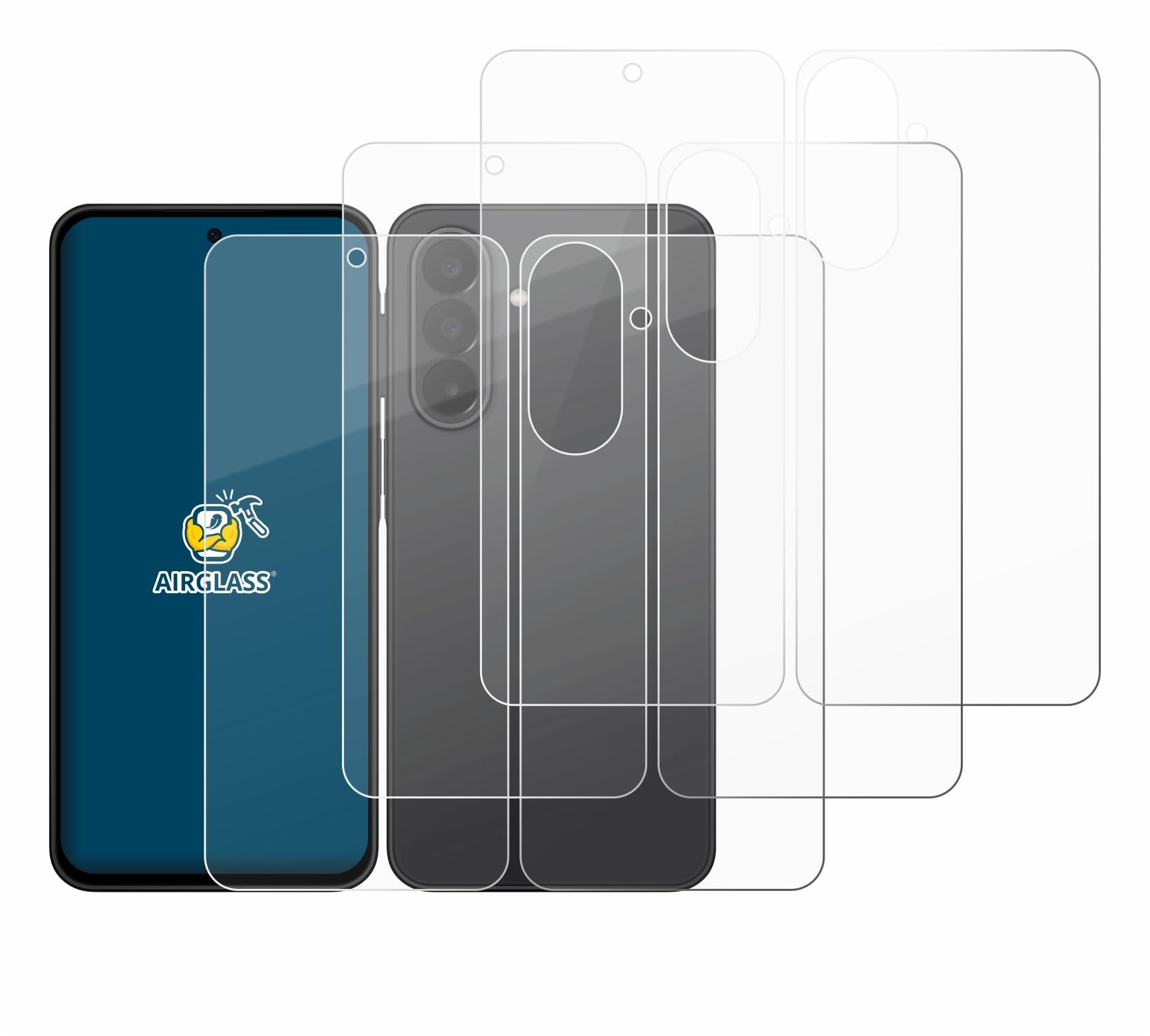 BROTECT Protector Pantalla Cristal para Samsung Galaxy A27 5G (Frontal+Trasero) Protector Vidrio (6 Unidades) - [Dureza 9H, Anti-Arañazos]
