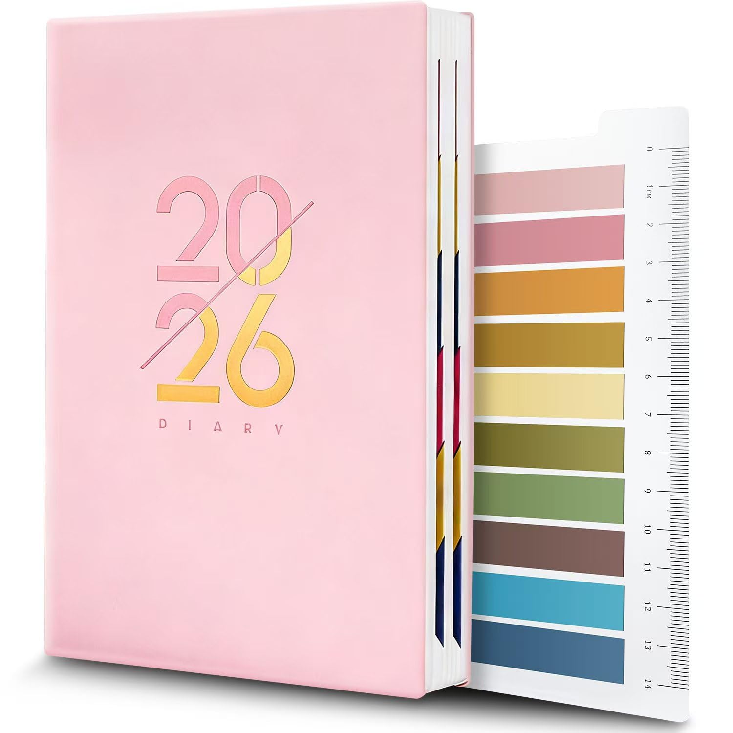 Diario 2025, agenda giornaliera, formato A5, agenda mensile, per casa, ufficio, scuola, diario di viaggio, regalo di compleanno (rosa)