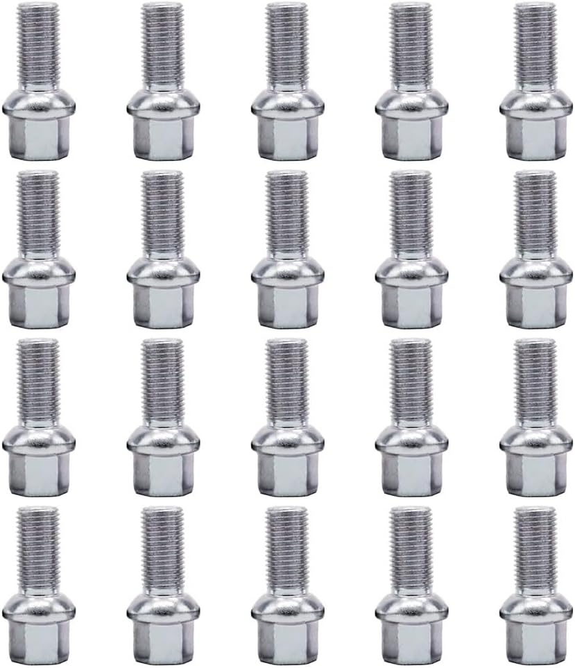Wheel Studs Compatible with VW for Beetle 1998-2010 Car Wheel Bolts Silver Steel Wheel Accessories Parts WHT002437