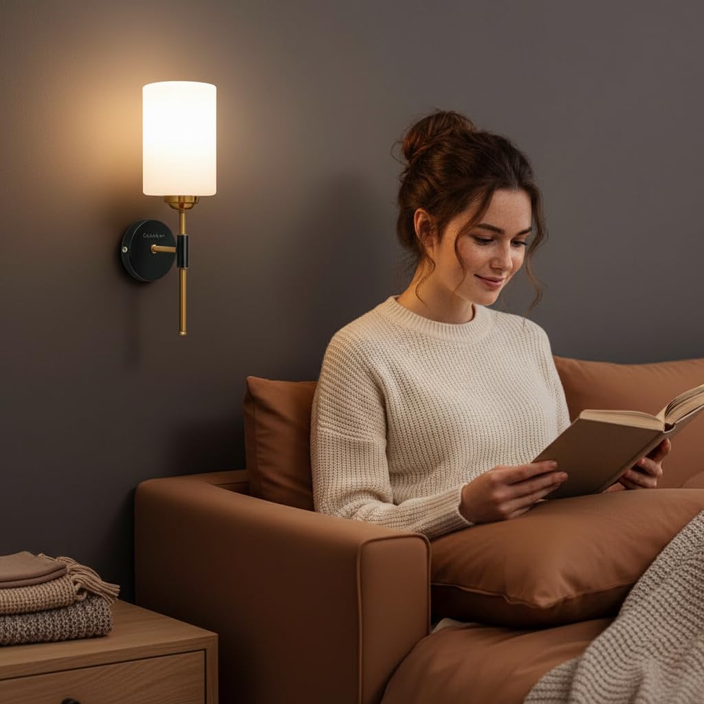 Avior Wall Light - Modern Gold & Frosted Glass -2