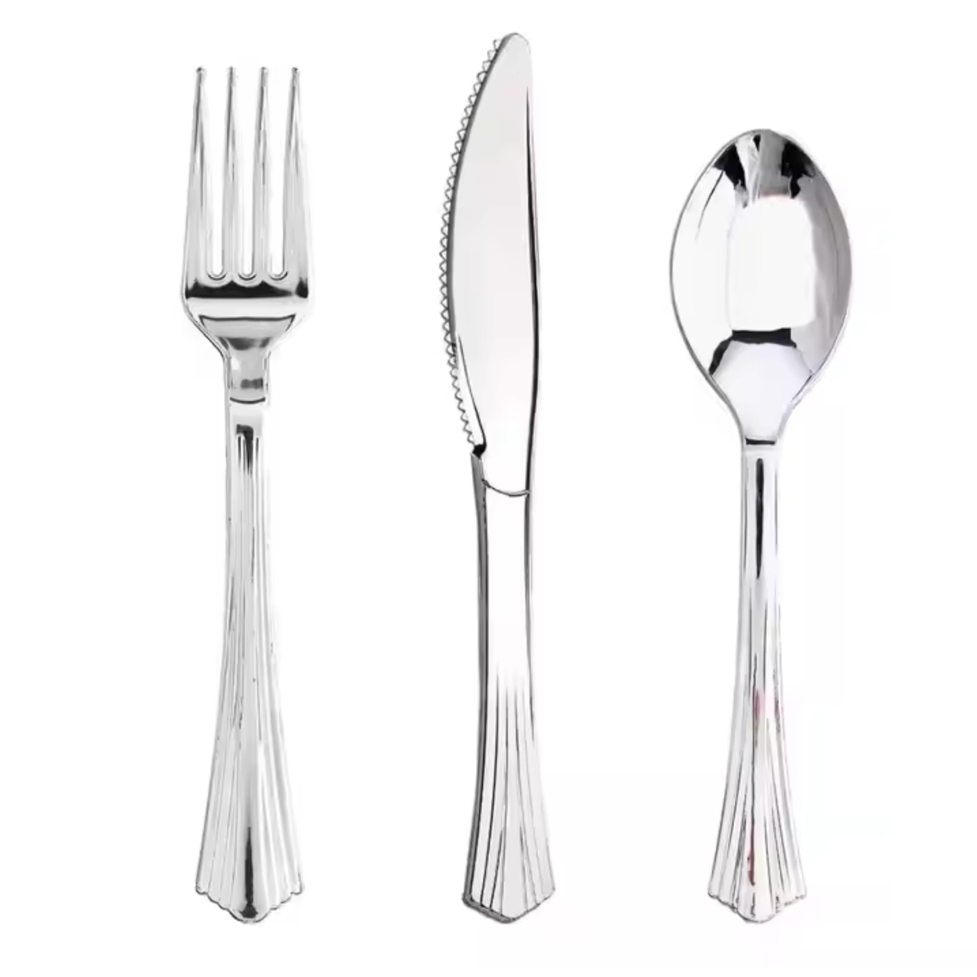 18-Piece Metallic Finish Cutlery Set – Reusable Plastic Flatware Including Forks, Knives & Spoons | Elegant & Durable Tableware for Everyday Dining, Parties, and Events | Lightweight, Comfortable Grip