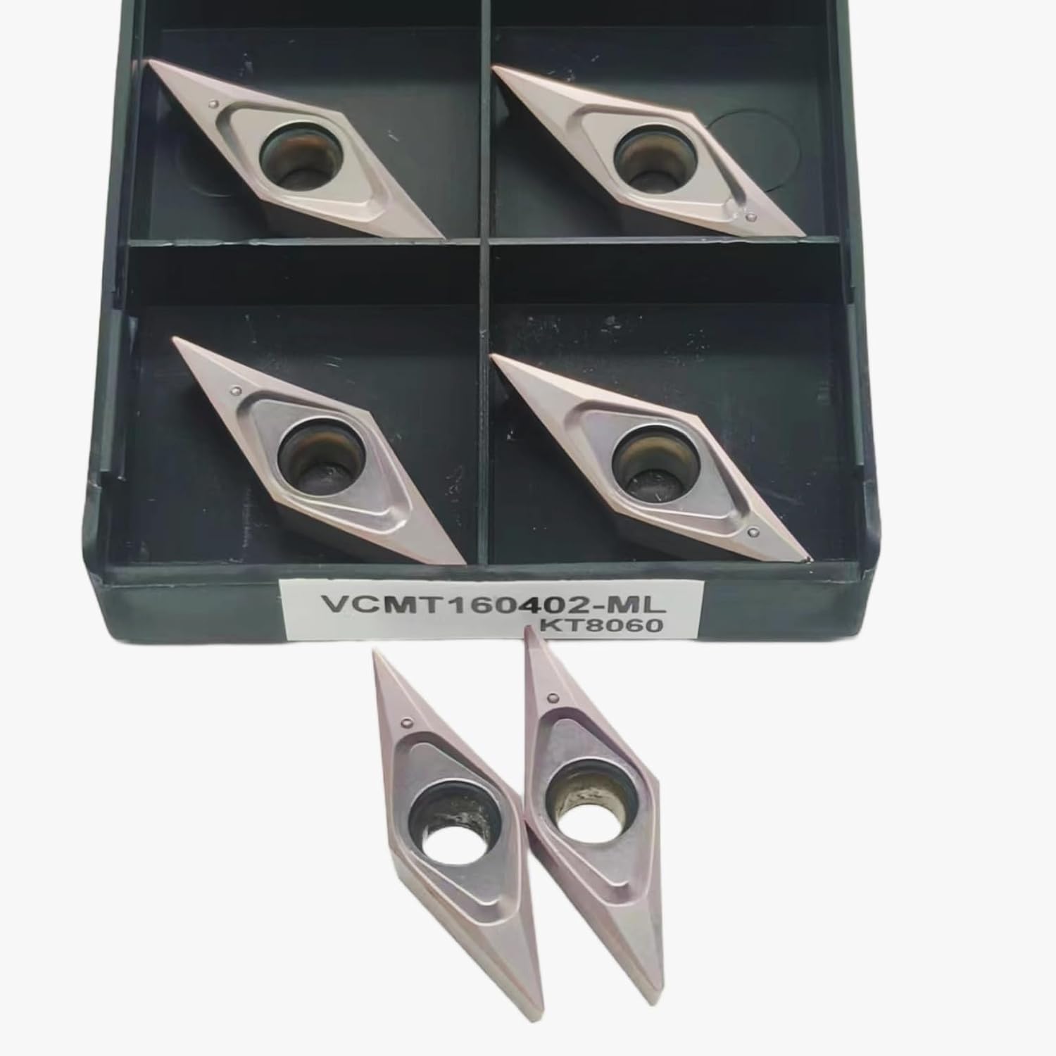 10pcs VCMT160401 ML KT8060 VCMT160404 ML VCMT160402 ML KT8060 CNC Lathe Indexable Carbide Turning Insert, Internal Turning Tool Carbide Insert Lathe Tools Turning Inserts(VCMT160404-ML KT8060)