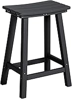 Nalone 24 Inch HDPE Outdoor Bar Stool with Footrest - Weatherproof, 500lbs Capacity, Stable A-Frame for Patio, Balcony, Bar (Black)