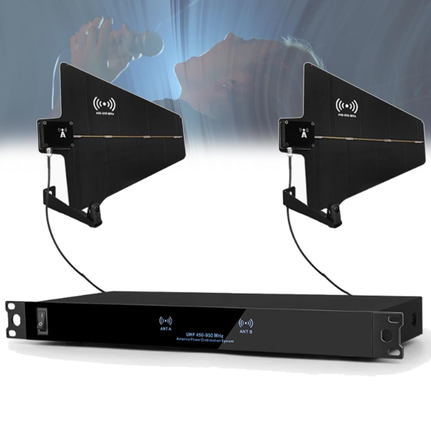 Amplificatore di segnale del microfono senza fili di distribuzione dell'energia dell'antenna UHF con 8 porte di ingresso/uscita, gamma di frequenza 450-950MHz