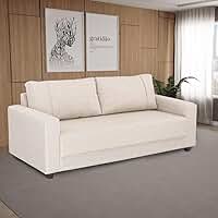 Sofá 3 Lugares Herval Clean Linho Bege, 200 cm