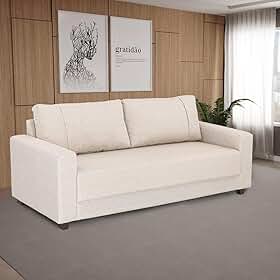 Sofá 3 Lugares Herval Clean Linho Bege, 200 cm