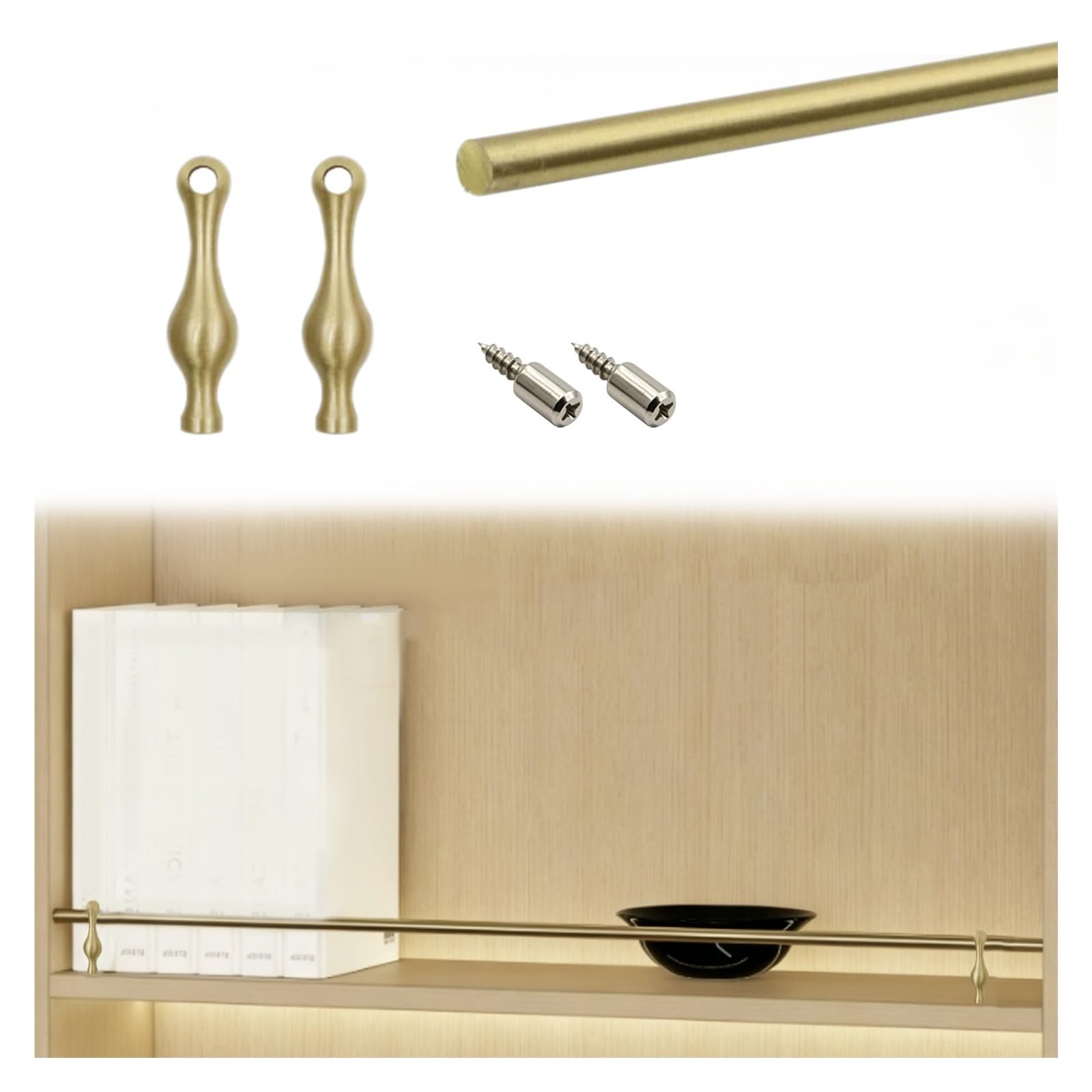 Detachable Shelf Guard Railing 25 30 40 55 60 75 85 100 120 cm, Sturdy Anti-Fall Rail for Shelving with Posts & Screws, Decor Guardrail Bar for Glassware, Collectibles(Style B,L 37.8"/96cm)