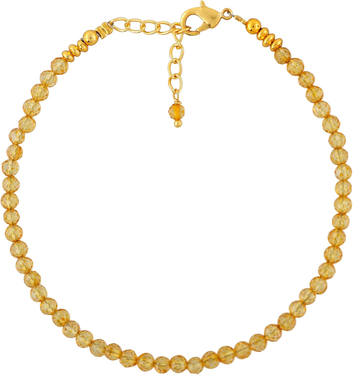 TGH Natural Gemstone Beaded Bracelet for Women - 3-3.5mm Micro Faceted Healing Crystal Bracelet - 7+1 Inch Gold Plated Adjustable