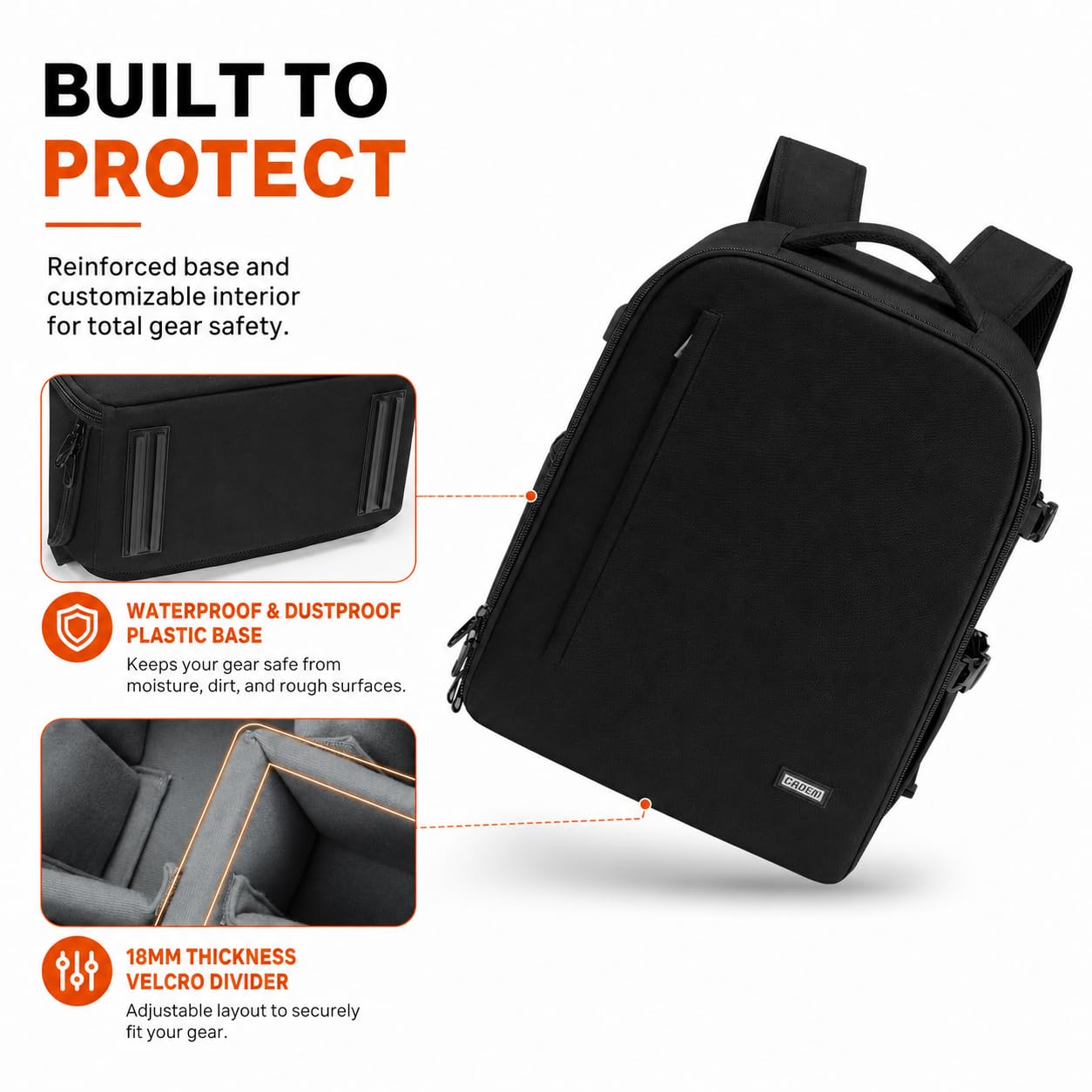 CADeN Sac à dos pour appareil photo - Imperméable - Compatible avec Sony, Canon, Nikon