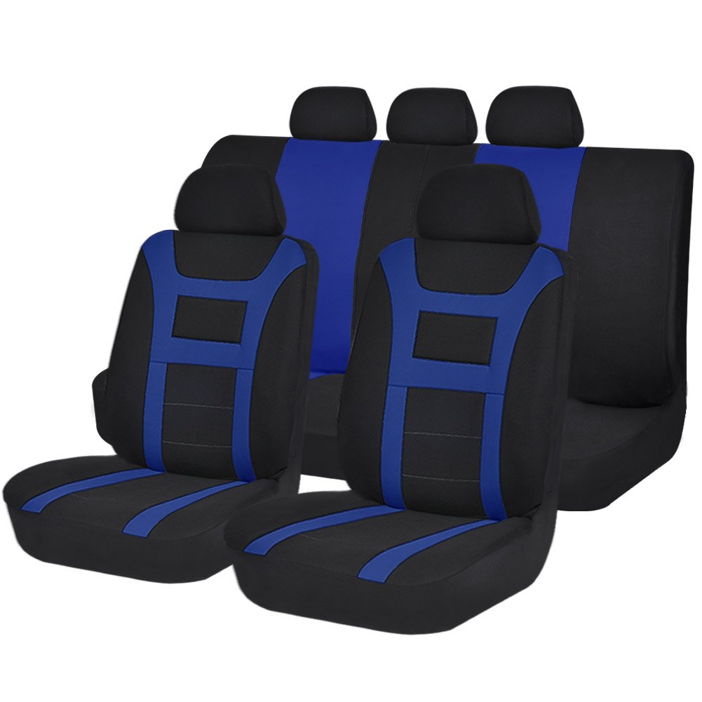 Auto Seat Cover set Universal Fit Truck SUV Black/Blue 11pcs