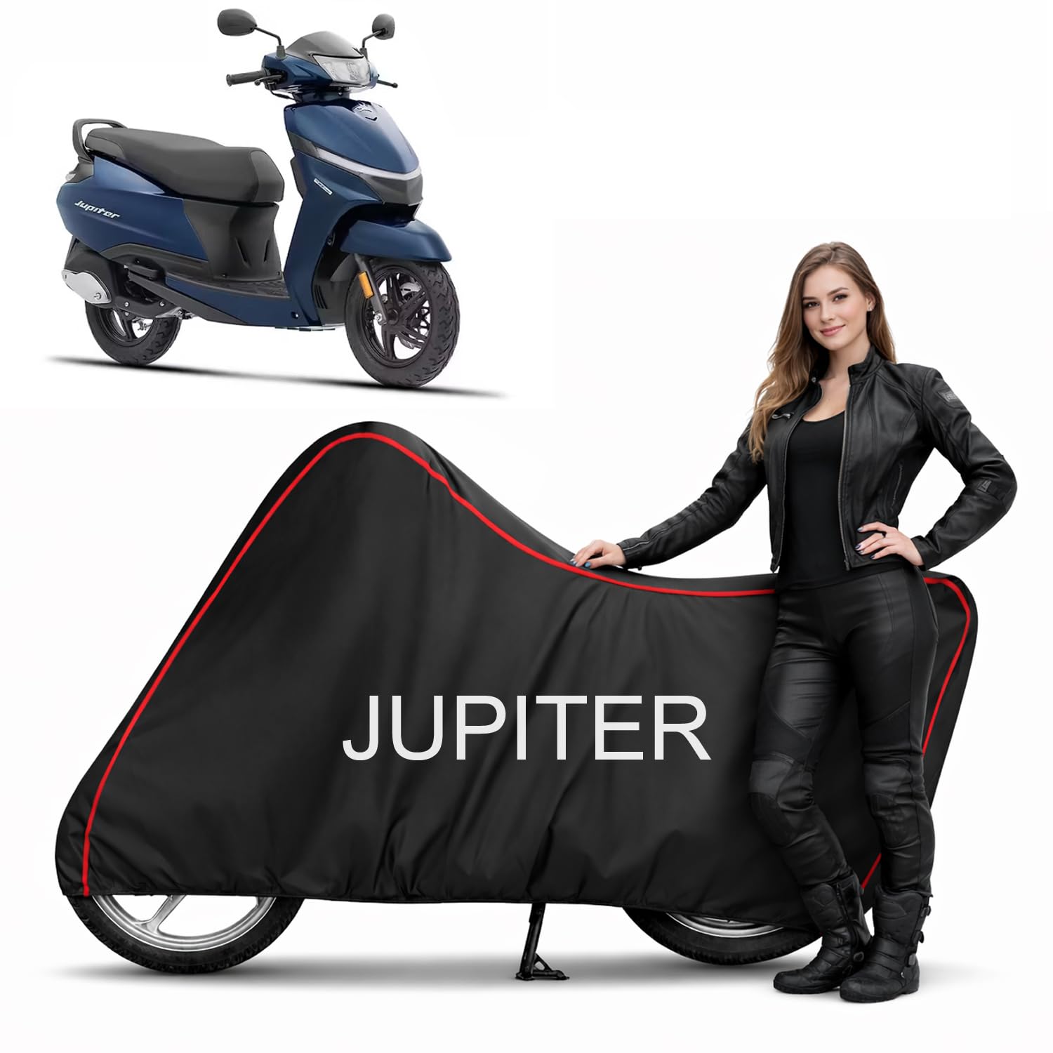 Dustproof Scooty Cover Compatible with TVS Jupiter 110CC, 125 CC (All Models) | Heavy Duty | Dustproof, UV Resistant, Heat Protection | Elastic Bottom Grip-image-27