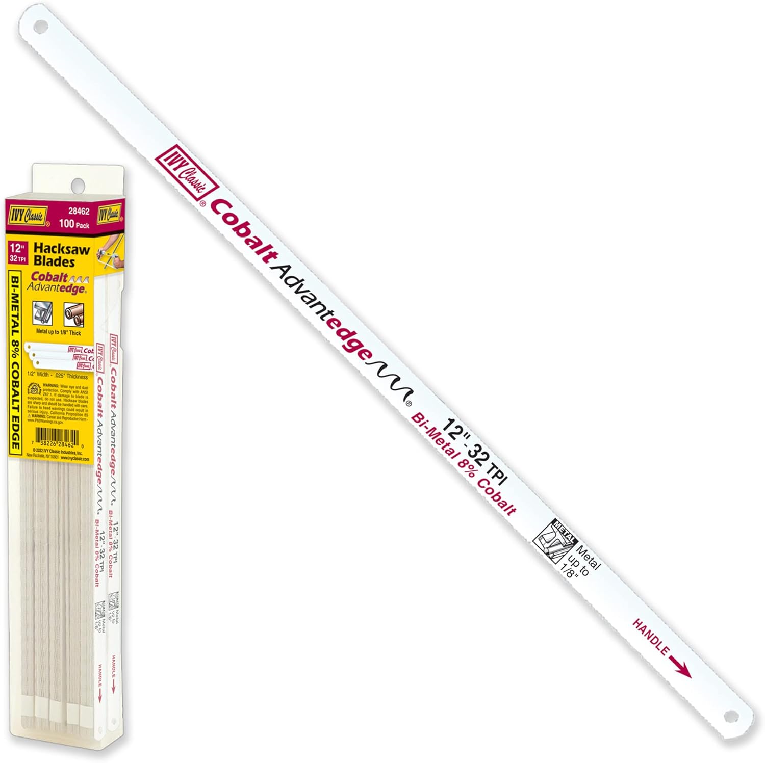 Ivy Classic 28462 H1232B 32 TPI Bi-Metal Metal Cutting Hacksaw Blade, 12-Inch, 100-Pack