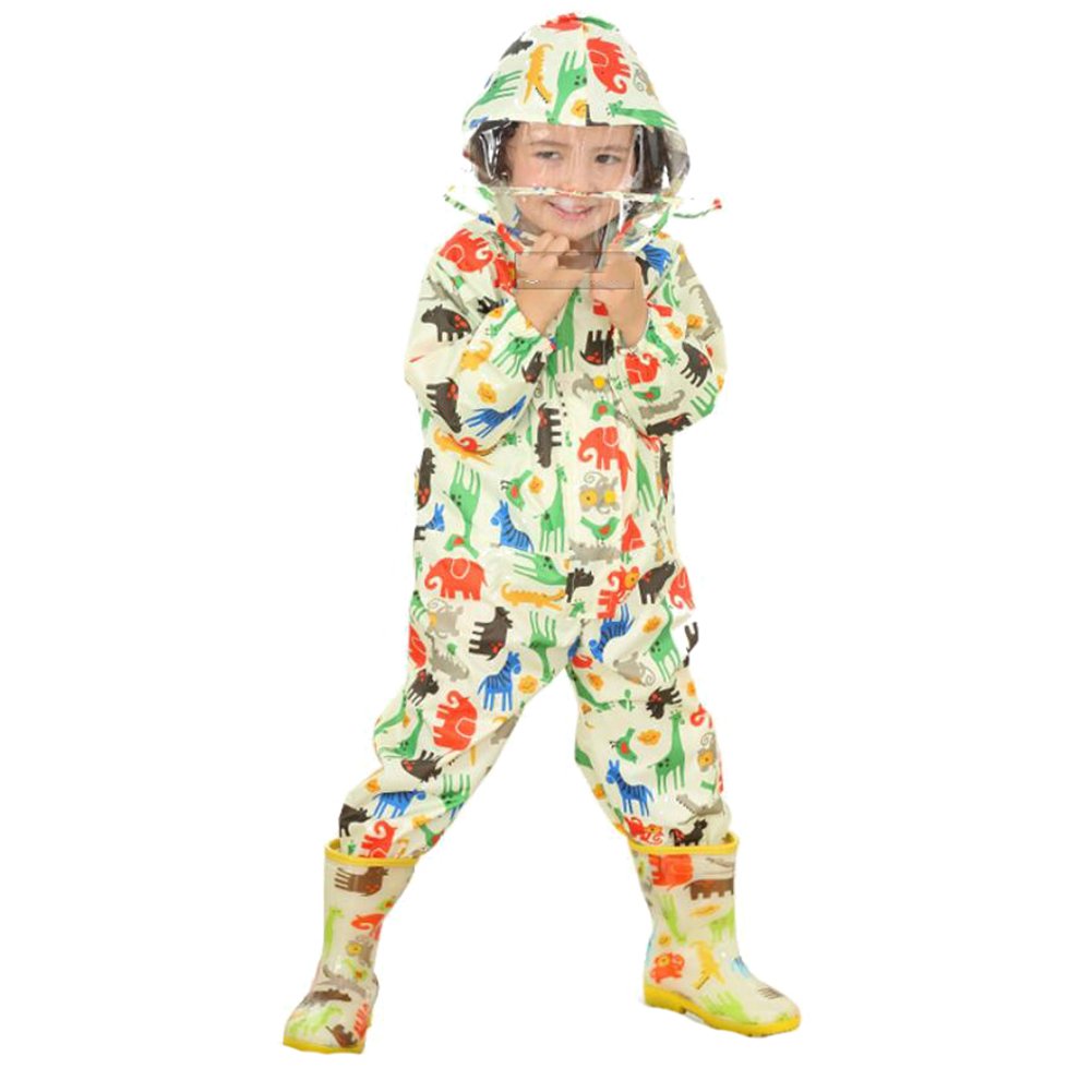 Combinaison Anti Pluie Enfant Manteau Imperméable Fille Garcon Combinaison Impermeable Bebe Veste Pluie avec Capuche Convient pour 75-135 CM