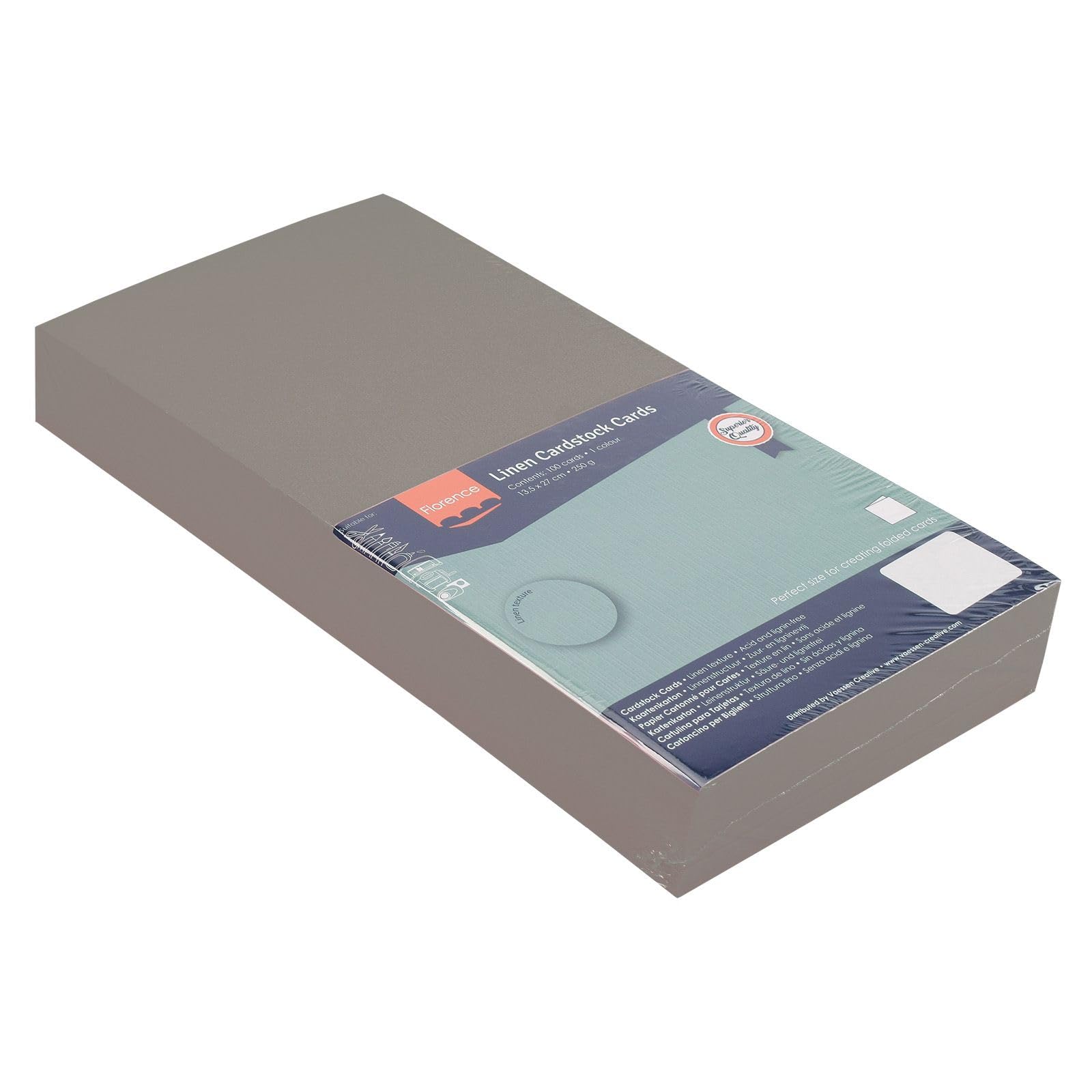 Florence Linen Cardstock 10.6 x 5.3 Inches Grey (Concrete), 100 Sheets of 250 GSM Coloured Paper - Image 3