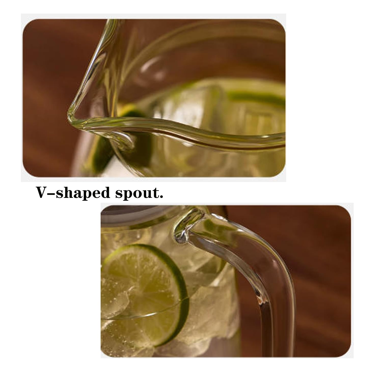 Jarra Agua Cristal con Tapa Jarra Agua Nevera para Té Helado Leche Jugo Bebida Fría y Caliente Resistente al Calor Tapa de Tetera de Madera