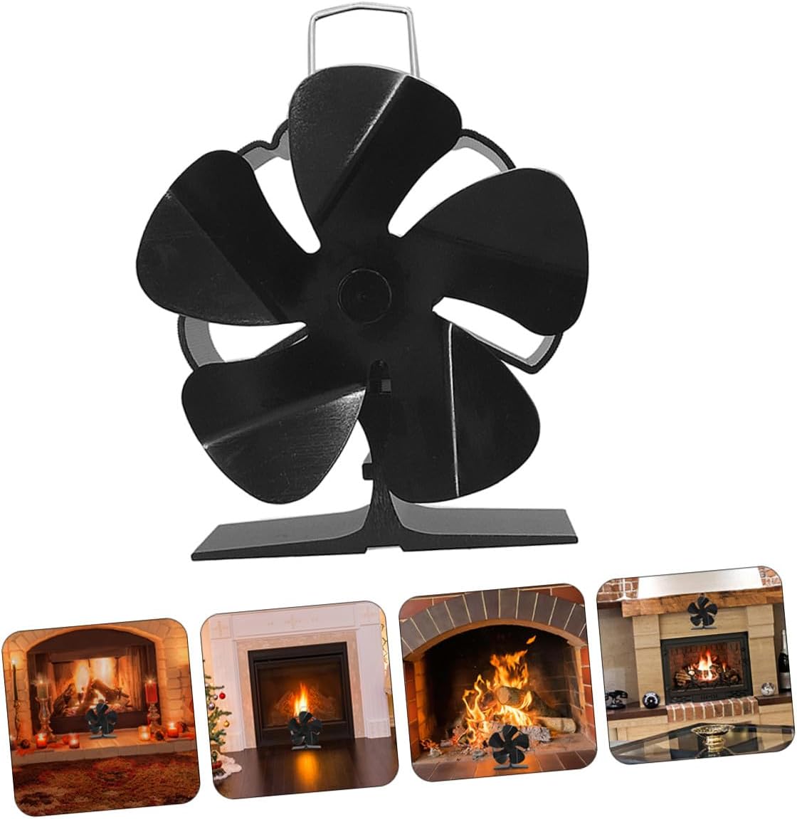 VILLCASE Mini 5-blade Thermal Stove Fan Heat Powered Fireplace Fan Aluminum Blades Silent Operation for Woodstove Heat Distribution in Home Heating