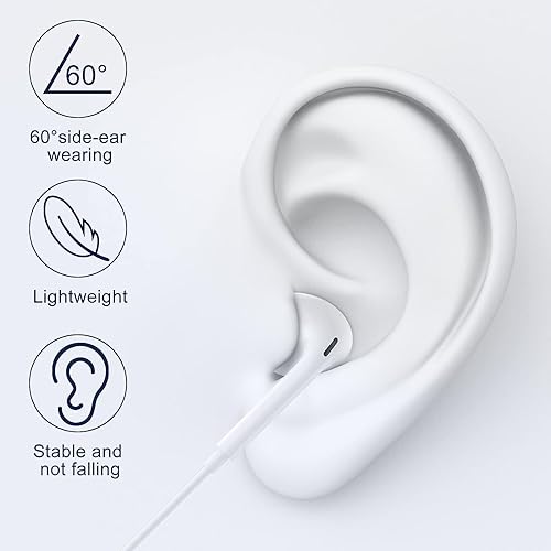 Miniatura 5 de Auriculares para iPhone con micrófono y control de volumen auriculares para música y llamadas telefónicas, compatibles con iPhone