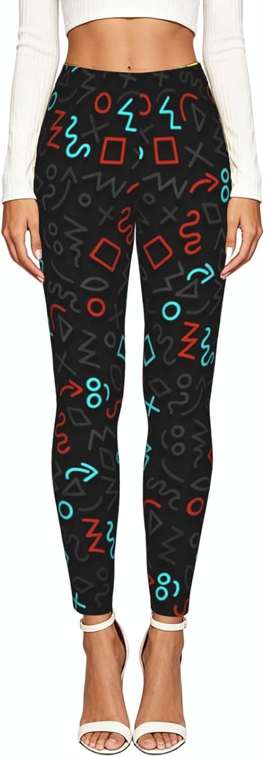 Plus Stretch Leggings,Opaque Printed Elasticity Pants for Workout