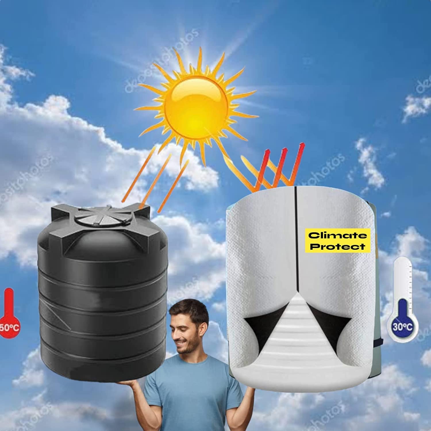 Water Tank Cover Nano Technologies Insulated Fabric Cover/Jacket for Water Tank Built for Hot and Cold Weather (500 Litre) 4