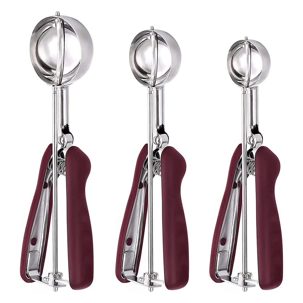 CTRLZS Cookie Scoop for Baking Set of 3, Ice Cream Scoop Stainless Steel, Cookie Dough Scoop, Cupcake Scoop, Meatball Scoop