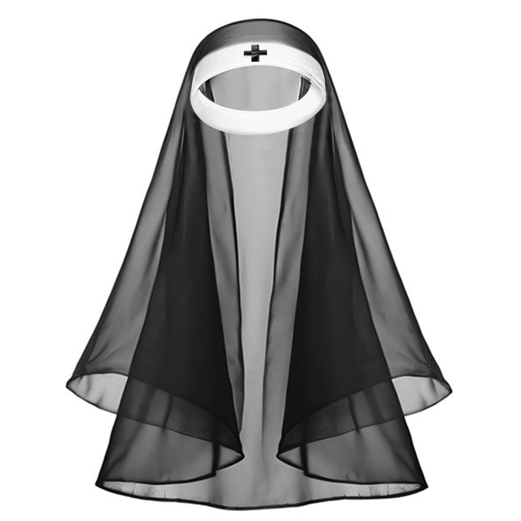 CNAFGBGG 1 Pack Nun Costume for Women, Gothic Mesh, Halloween, One Size.