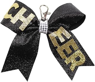 Fuqimanman2020 Glitter Bowknot Cheer Keychain Game Day Key Ring Sport Fan Cheerleading Backpack Handbag Accessories Jewelry