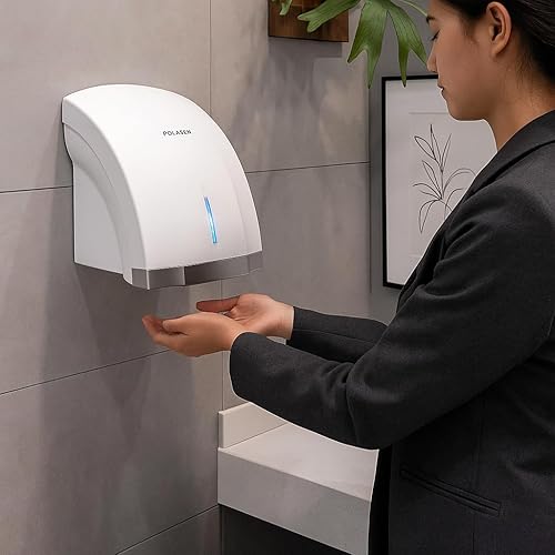 Miniatura 46 de Secadores de manos para baños, montaje en pared, paquete de 3 sopladores eficientes de viento frío y cálido, secado rápido para baños de la Plata