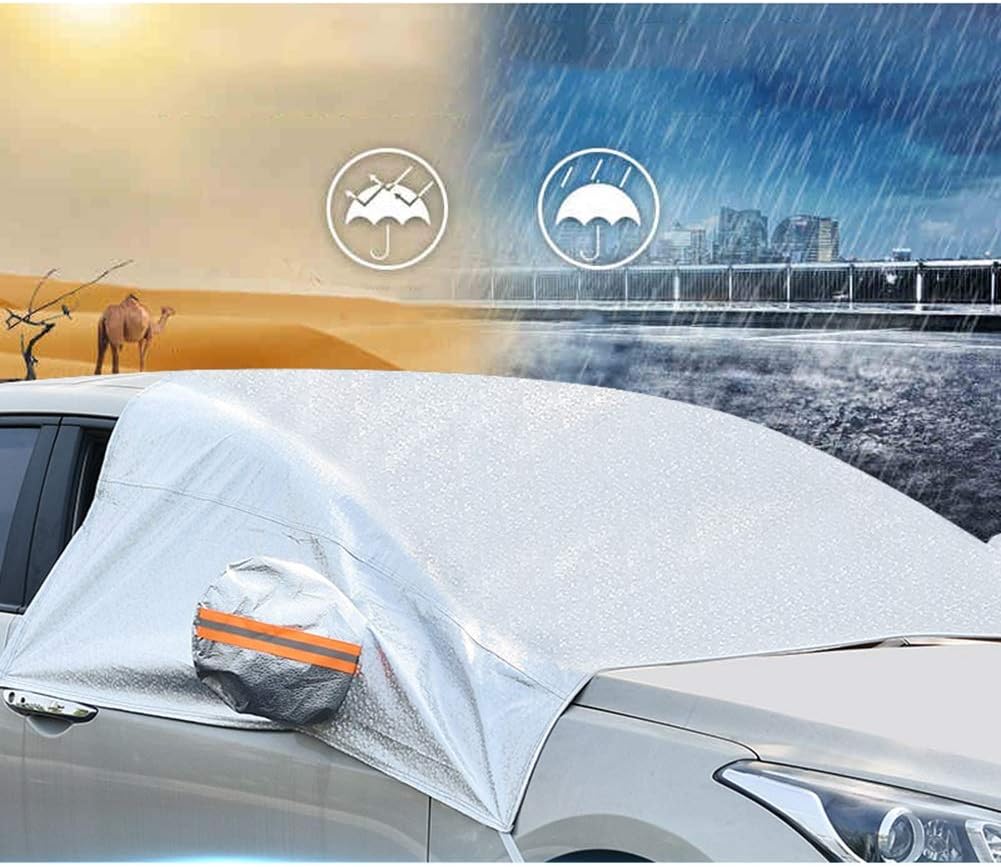 車フロントガラスカバー バックミラーカバー付き 凍結防止カバー 車 紫外線を遮断 車両内部を保護 反射警告ストリップ ほとんどの標準車 Silver Size Suv 本日の目玉 M Mahfei Color