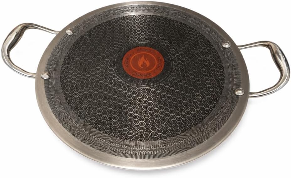 Crepe Pan Roti Tawa 12 Inch Hybrid Nonstick Stainless Steel Honeycomb Surface 2.3mm Heavy Gauge Reinforced Magnetic Base Gas & Induction Compatible for Dosa Tortilla Quesadilla Omelette & Pancakes