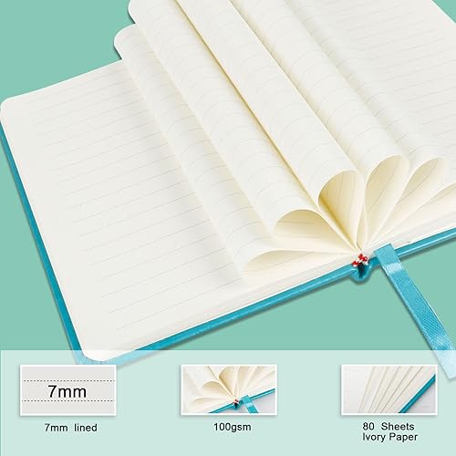 Miniatura 3 de foroxin Cuaderno de bolsillo con forro, paquete de 2, turquesa, 160 páginas, pequeño, 3.86 x 5.51 pulgadas, papel grueso de 3.53 ozm, tapa dura