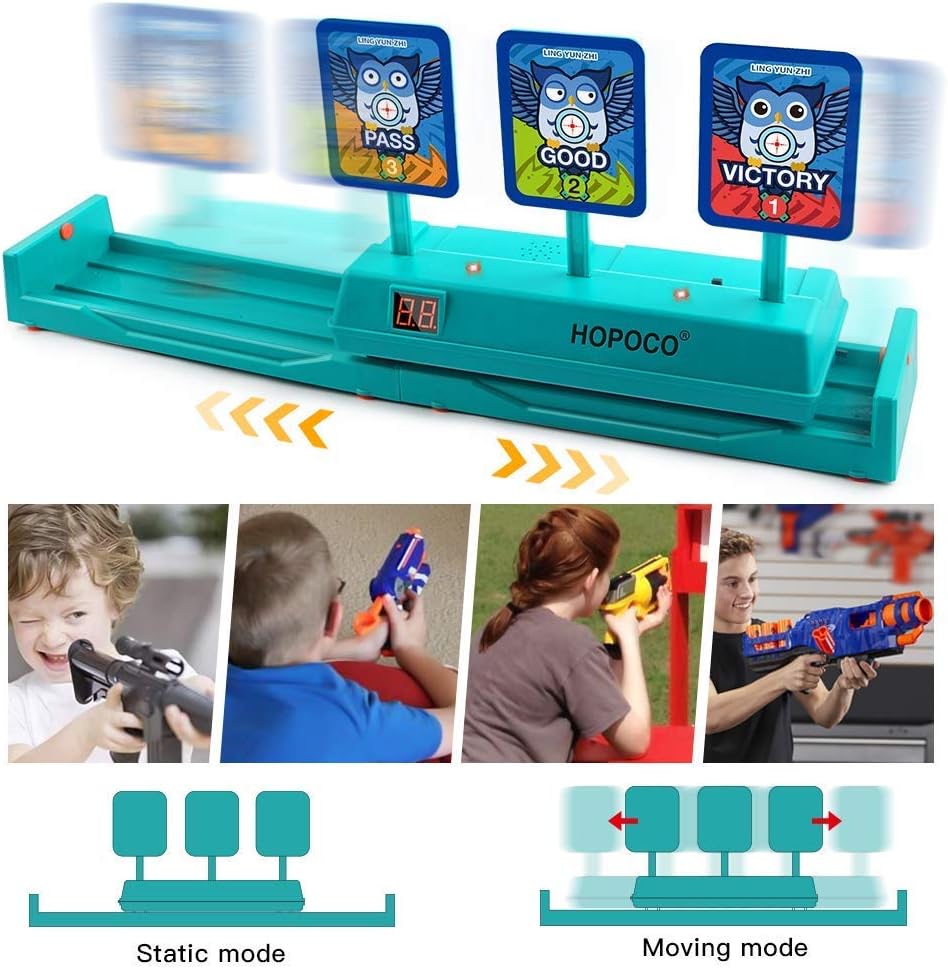 HOPOCO Shooting Targets for Nerf Guns - Electric Scoring Auto Reset Digital Targets - Intelligent Light Sound Effect & Two Game Modes-Ideal Gift Toy for Kids-Boys & Girls