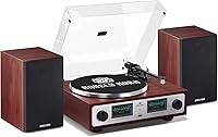 Vista 1 de ANGELS HORN High Fidelity Bluetooth Turntable, Vinyl Record Player with Bookshelf Speakers, Built-in Phono Preamp, Belt Drive 2-Speed, Pitch