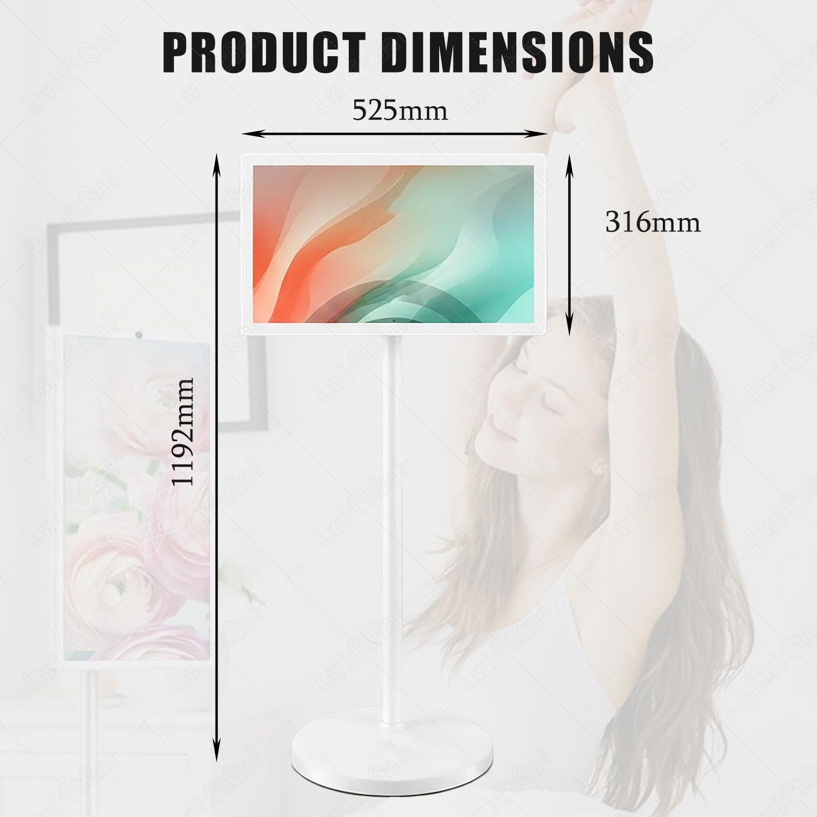 Monitor touchscreen, TV portatile da 21,5 pollici, risoluzione 1080p, Android 13, batteria integrata da 7800 mAh, rotazione girevole, 4 GB di RAM, 64 GB di memoria