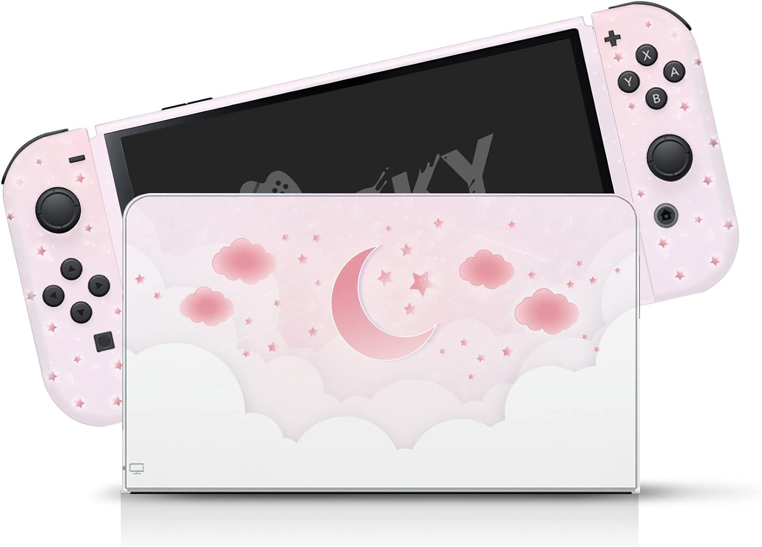 Tacky Design Clouds Skin Compatible with Nintendo Switch OLED Skin Wrap Cover, Pink Color for Switch OLED Stickers, Premium Vinyl 3M Full Wrap Decal (Pink Clouds, Nintendo Switch OLED (2021))