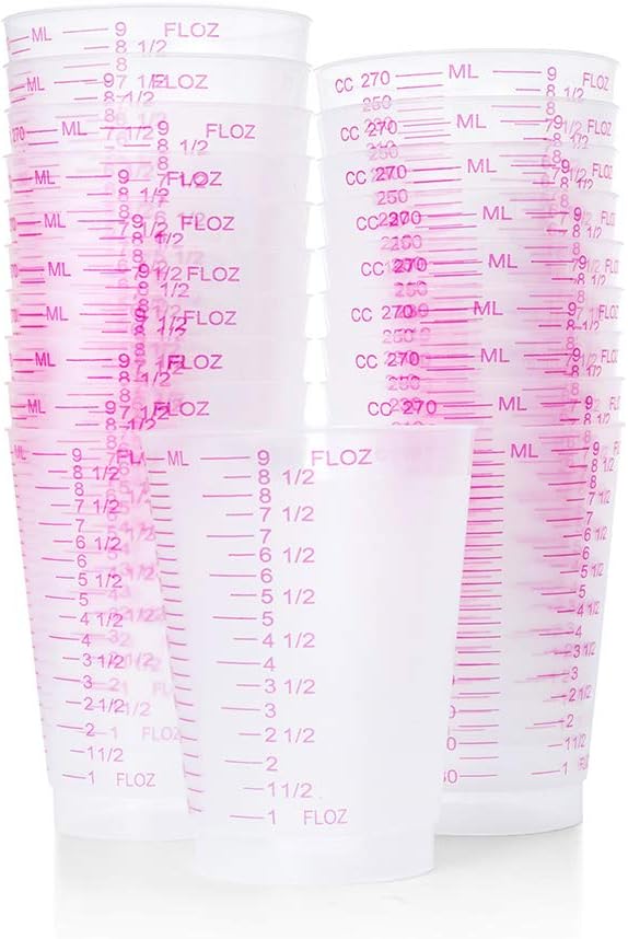 20 10oz Mixing Measuring Cups - Frosted Plastic Cups for Resin, Epoxy, Stain, Pour Art,Mixing Paint