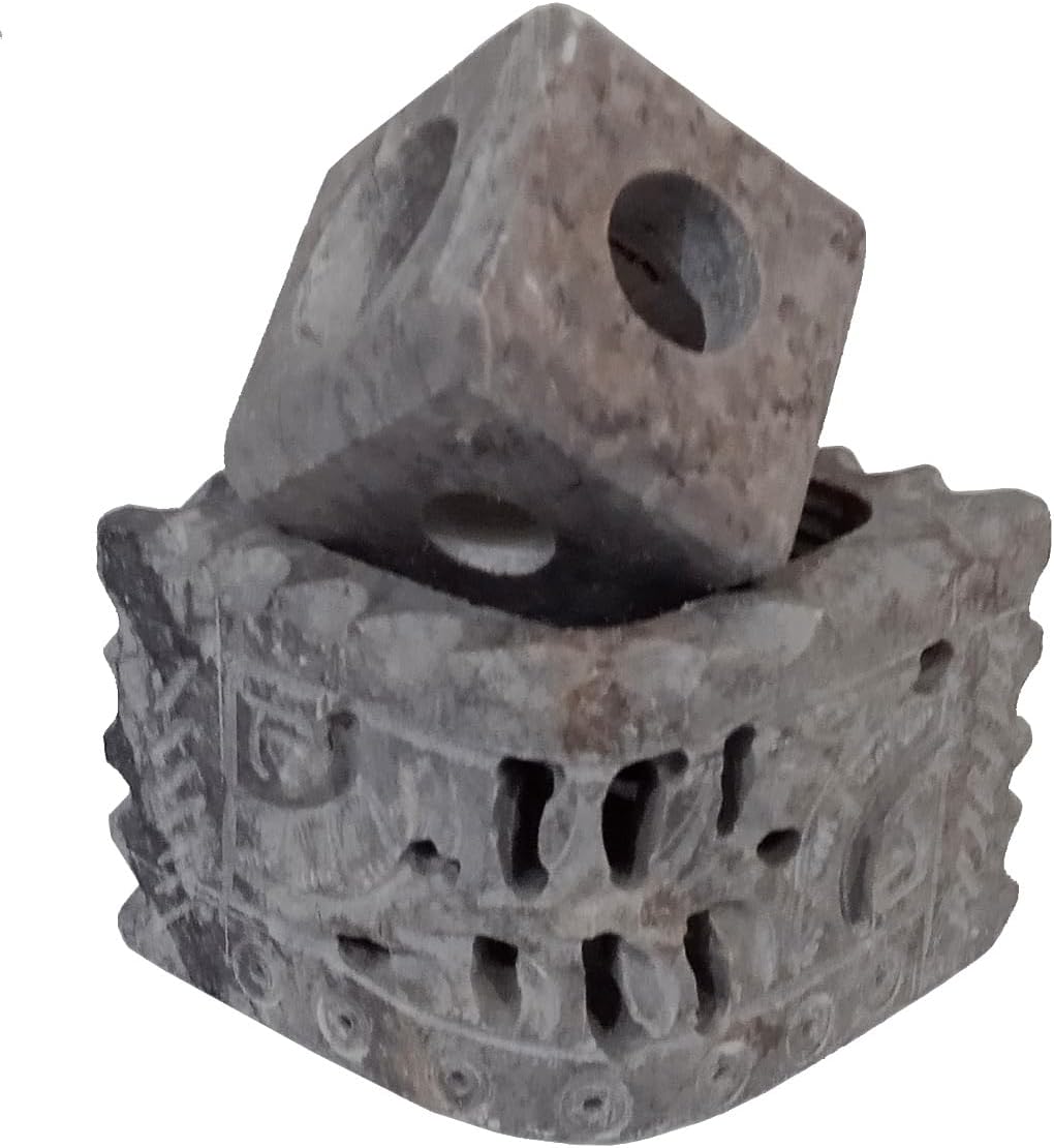 Purpledip Stone Candle Stand Incense Stick Holder: Multipurpose Agarbatti Stand with Carved Design (12678)