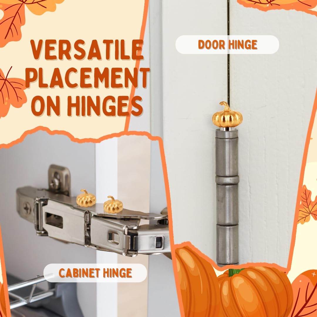 パンプキンヒンジトッパー 6個セット ドア磁気ヒンジヘッド 装飾トッパー 秋の屋内ヒンジ装飾チャーム ハロウィン用 (金属合金)