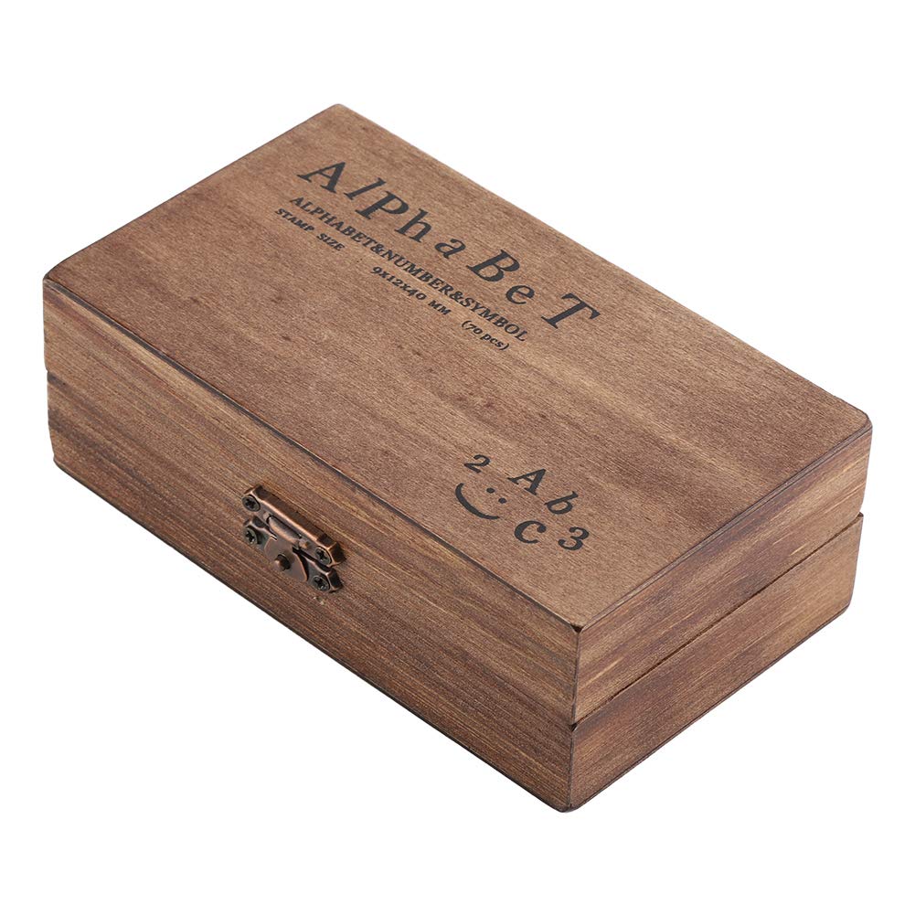 Set di Timbri Decorativi in Legno con Numeri e Lettere – Con Scatola per il Ripostiglio, Ideale per Cartoline, Disegni e Lavoretti con l'Argilla, Perfetto per Bambini