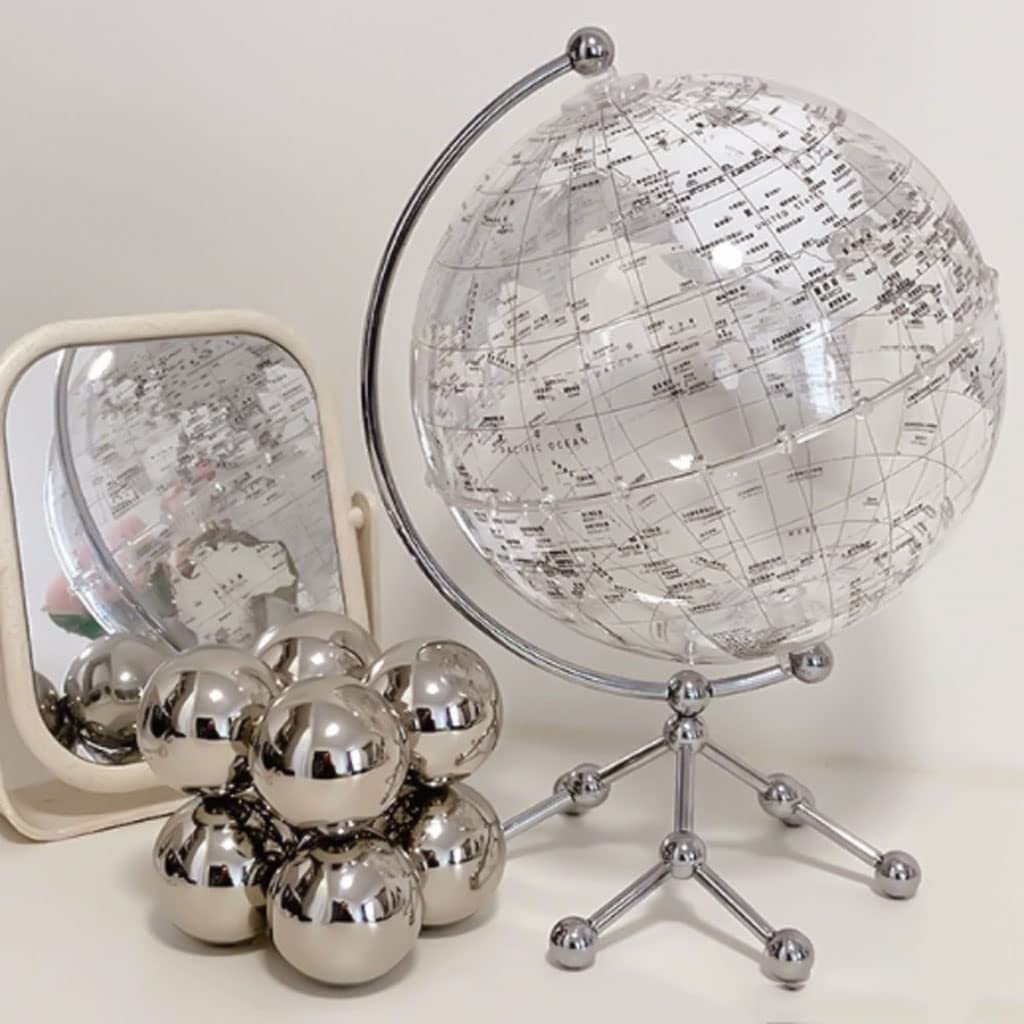 Globus świata Creatieve transparante acrylbol, unieke kunstaccessoires, met roestvrijstalen metalen beugel, verjaardagscadeau, moderne decoratie piękno i funkcjonalność